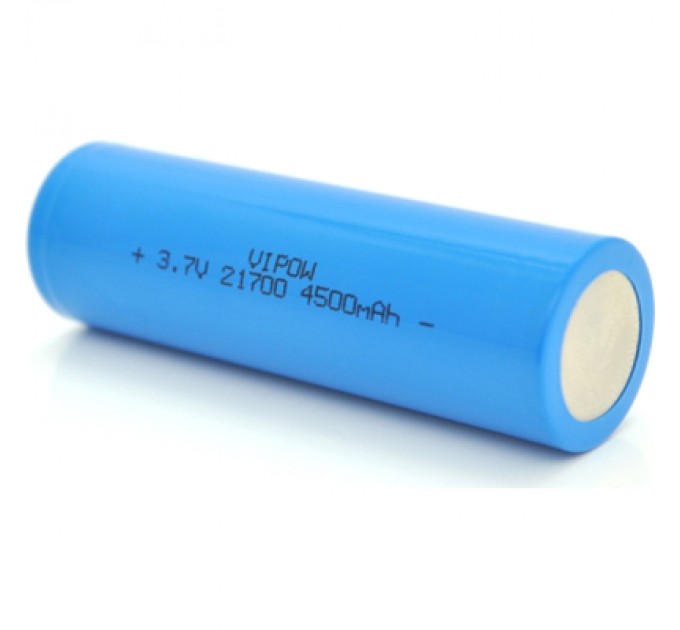 Vipow Акумулятор 21700 4500mAh, 3.7V, Blue, FlatTop Vipow (ICR21700-4500mAhFT / 31079)