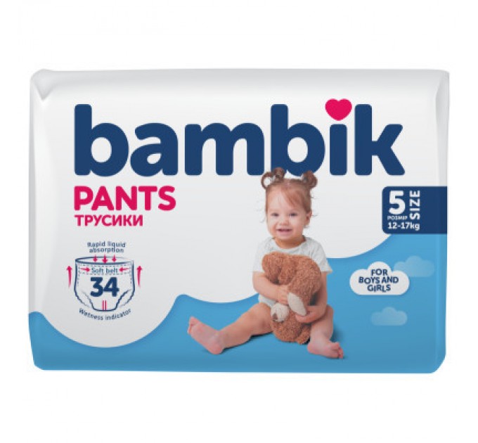Bambik Підгузки Bambik трусики 5 (12-17 кг) 34 ш (4823071652543)