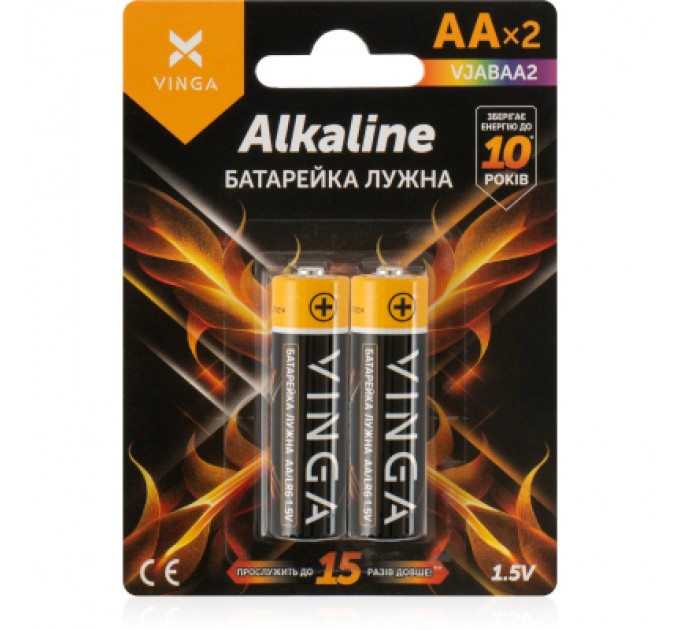Vinga Батарейка AA LR6 Alkaline 2pcs Blister Vinga (VJABAA2)