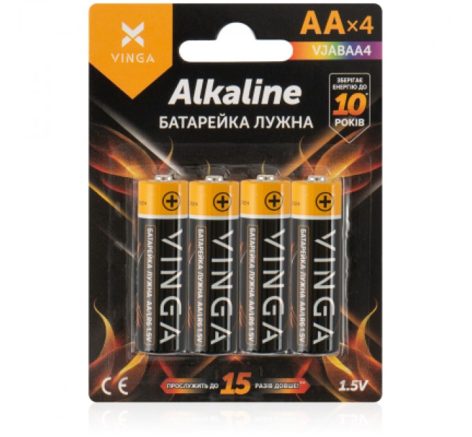 Vinga Батарейка AA LR6 Alkaline 4pcs Blister Vinga (VJABAA4)