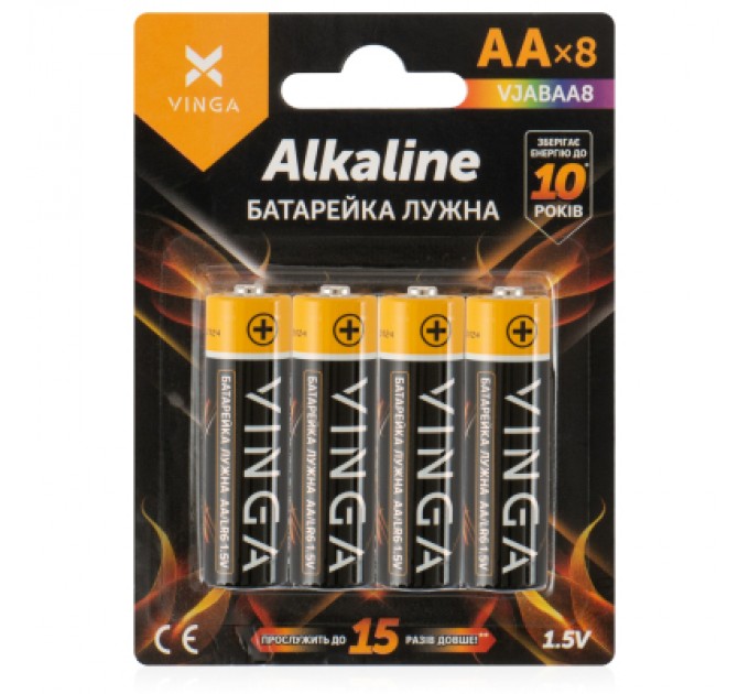 Vinga Батарейка AA LR6 Alkaline 8pcs Blister Vinga (VJABAA8)