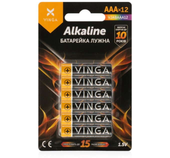 Vinga Батарейка AAA LR03 Alkaline 12pcs Blister Vinga (VJABAAA12)