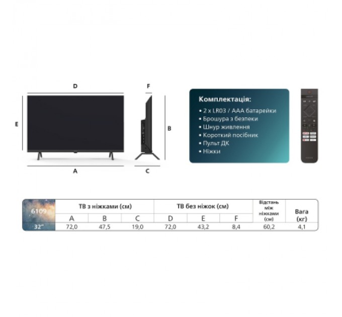 Телевізор Philips 32PFS6109/12