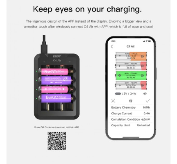 iSDT Зарядний пристрій для акумуляторів iSDT C4 Air Quick Battery Charger (iSDT-C4)