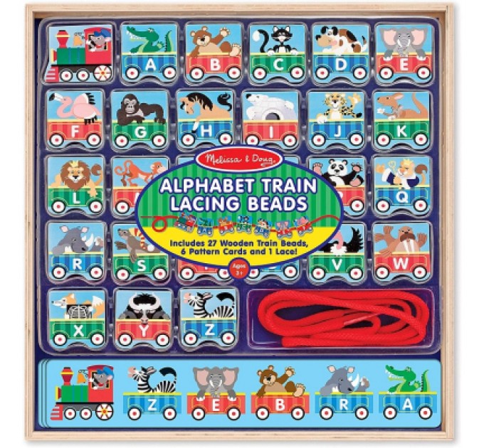 Melissa&Doug Розвиваюча іграшка Melissa&Doug дерев'яна шнурівка-паровозик "Алфавіт" (MD9497)