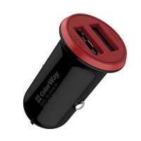 Зарядний пристрій ColorWay 2USB AUTO ID 3.4A (17W) red/black (CW-CHA026-BK)