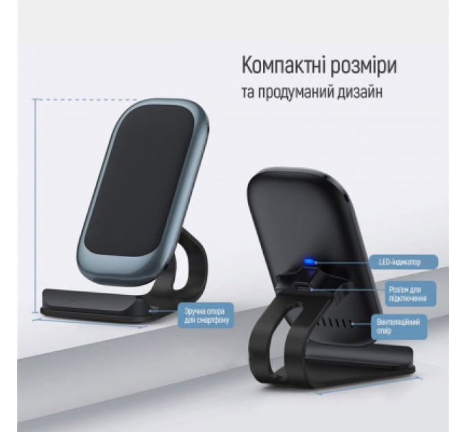 ColorWay Зарядний пристрій ColorWay Wireless Stand 10W Blue (CW-CHW30Q-BL)