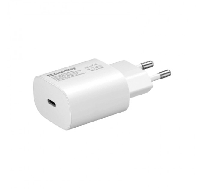 Зарядний пристрій ColorWay Power Delivery Port PPS USB Type-C (25W) white (CW-CHS033PD-WT)