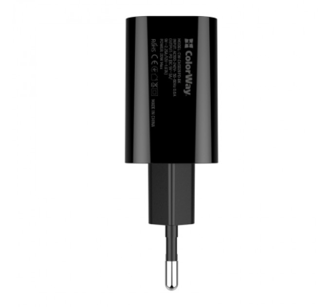 ColorWay Зарядний пристрій ColorWay Power Delivery Port USB Type-C (20W) V2 black (CW-CHS026PD-BK)