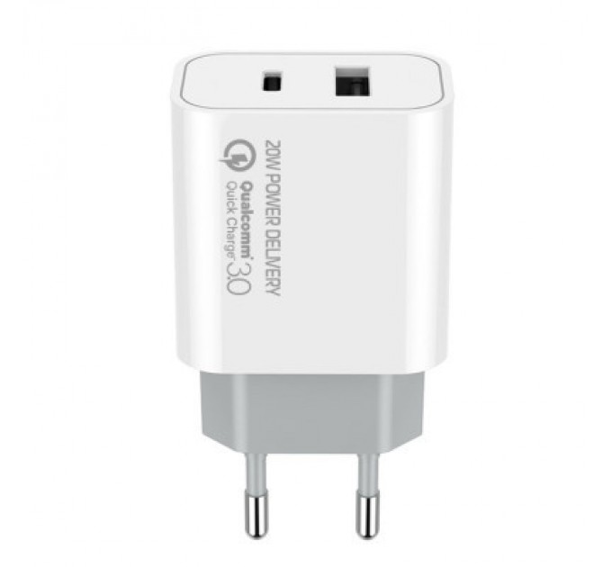 Зарядний пристрій ColorWay Type-C PD + USB QC3.0 (20W) V2 white (CW-CHS025QPD-WT)