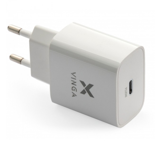 Зарядний пристрій Vinga PD Type-C 20W Charger white (VWCPDC)