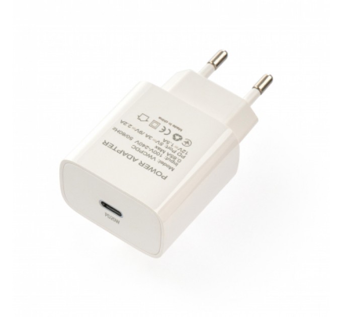 Зарядний пристрій Vinga PD Type-C 20W Charger white (VWCPDC)
