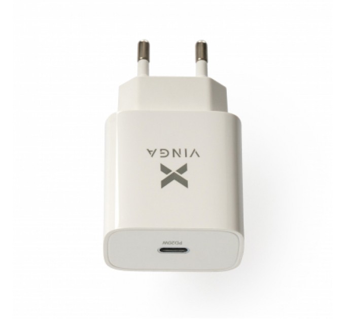 Зарядний пристрій Vinga PD Type-C 20W Charger white (VWCPDC)