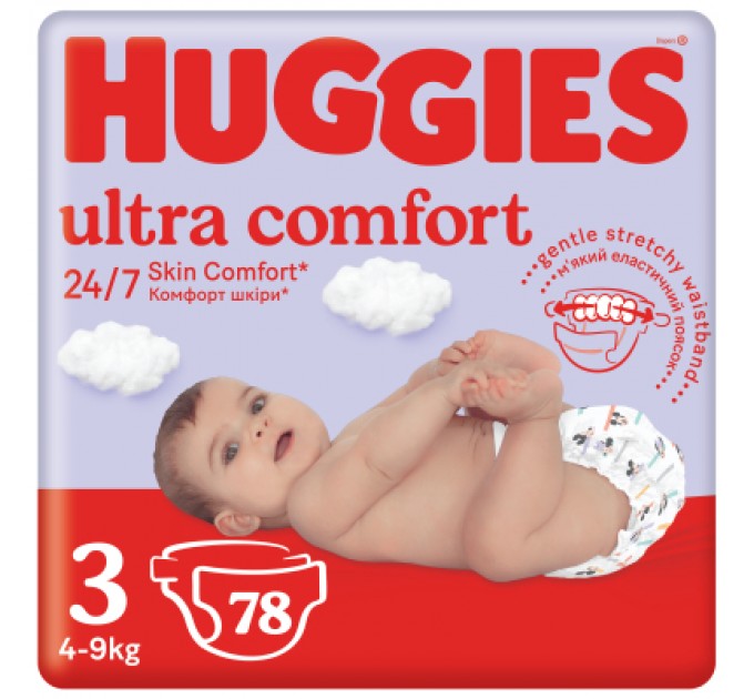 Підгузки Huggies Ultra Comfort 3 (4-9 кг) Mega 78 шт (5029053548760)