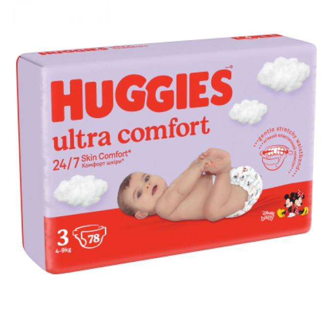 Підгузки Huggies Ultra Comfort 3 (4-9 кг) Mega 78 шт (5029053548760)