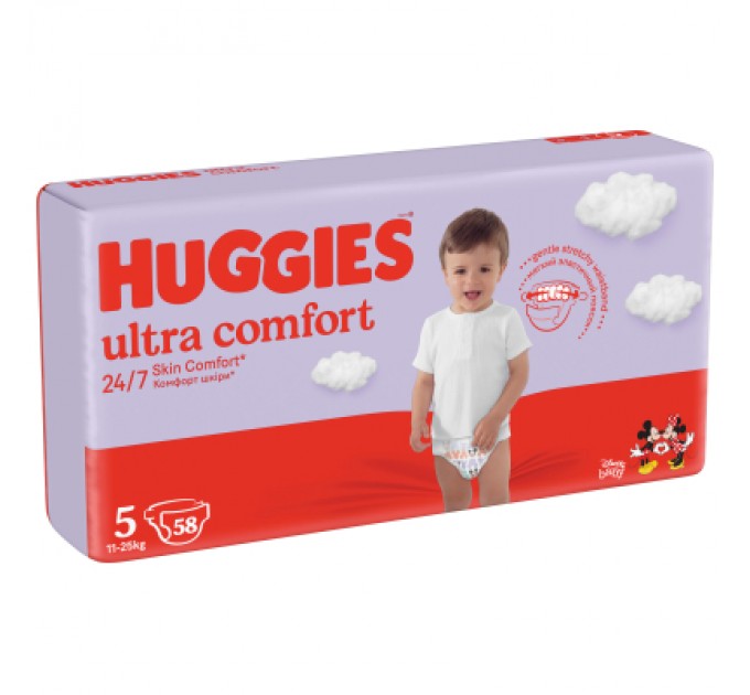 Підгузки Huggies Ultra Comfort 5 (12-22 кг) Mega 58 шт (5029053548784)