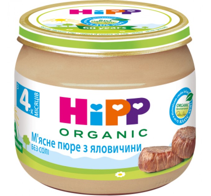 HiPP Дитяче пюре HiPP Organic м'ясне з яловичини, 80 г (9062300126034)