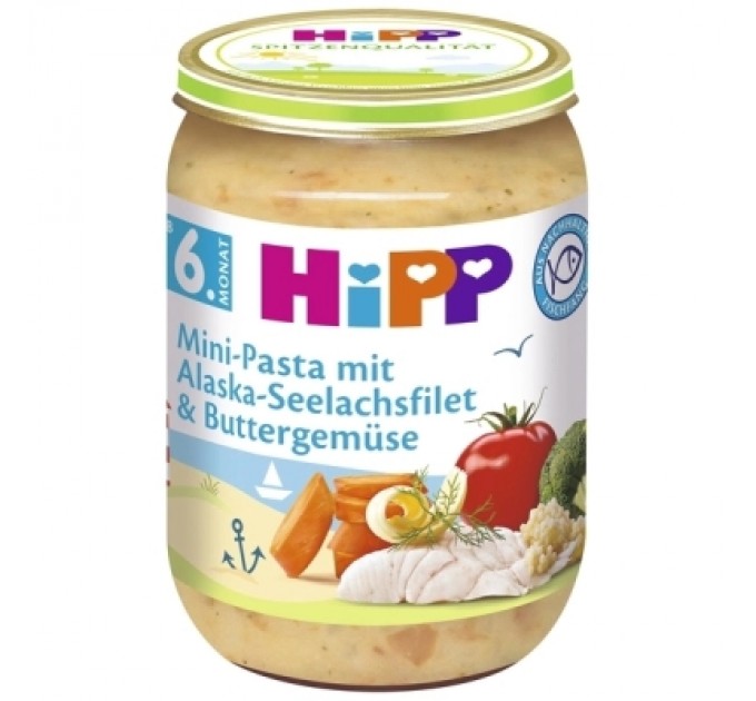 HiPP Дитяче пюре HiPP Овочі з морською рибою, 190 г (4062300261563)