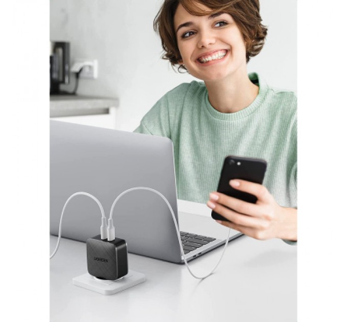 Ugreen Зарядний пристрій Ugreen CD216 66W 2xType-C PD Charger (Black) (70867)