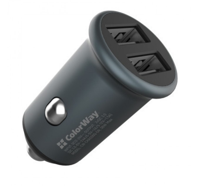 ColorWay Зарядний пристрій ColorWay 2USB Quick Charge 3.0 (36W) Gray (CW-CHA036Q-GR)