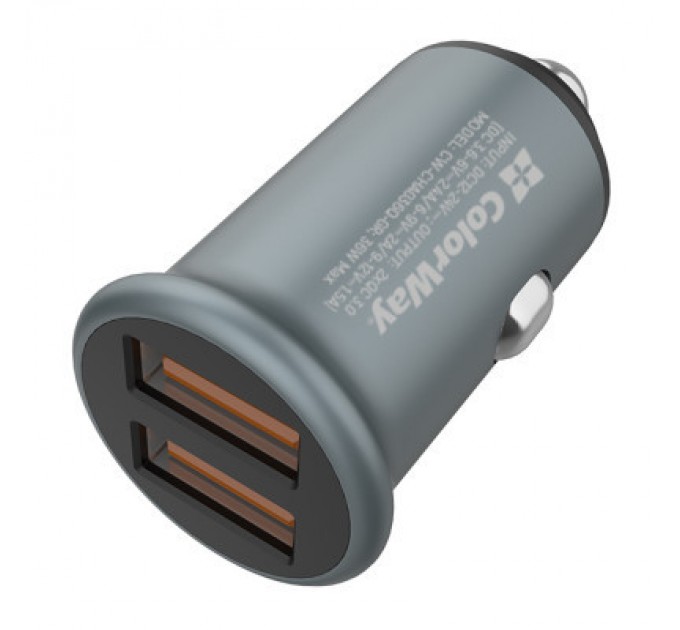 ColorWay Зарядний пристрій ColorWay 2USB Quick Charge 3.0 (36W) Gray (CW-CHA036Q-GR)