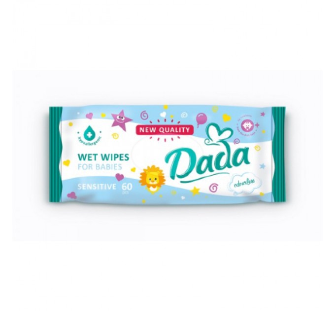 Dada Дитячі вологі серветки Dada без запаху 60 шт (4820174980368)