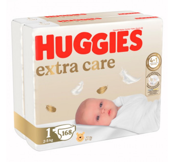 Huggies Підгузки Huggies Extra Care Розмір 1 (2-5 кг) M-Pack 168 шт (5029054234747/5029053549620)