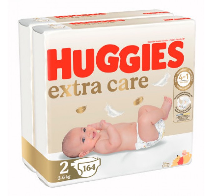 Підгузки Huggies Extra Care 2 (3-6 кг) M-Pack 164 шт (5029054234778_5029053549637)