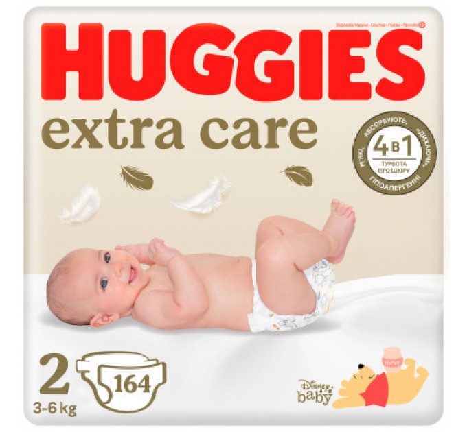 Підгузки Huggies Extra Care 2 (3-6 кг) M-Pack 164 шт (5029054234778_5029053549637)