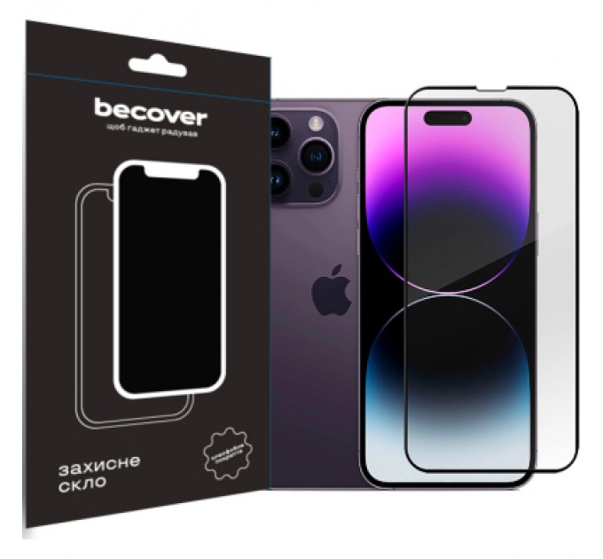 Скло захисне BeCover Apple iPhone 14 Pro Black (707968)