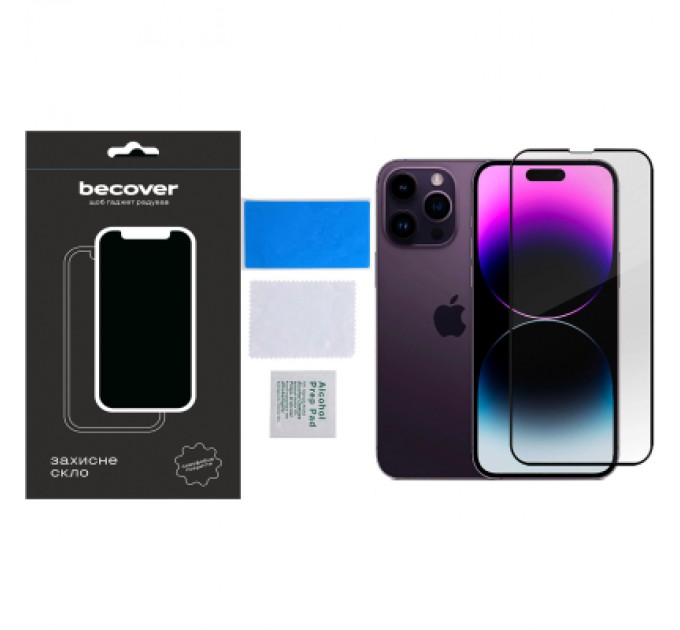 Скло захисне BeCover Apple iPhone 14 Pro Black (707968)