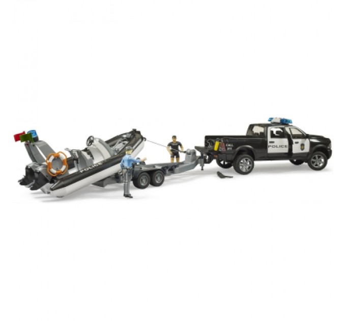 Bruder Спецтехніка Bruder Поліцейський пікап RAM 2500 з причепом, човном та фігурками (02507)