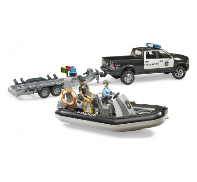 Bruder Спецтехніка Bruder Поліцейський пікап RAM 2500 з причепом, човном та фігурками (02507)
