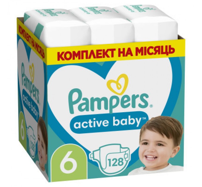 Pampers Підгузки Pampers Active Baby Розмір 6 (Extra Large) 13-18 кг 128 шт (8006540032688)