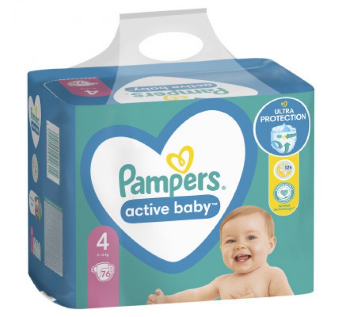 Pampers Підгузки Pampers Active Baby Maxi Розмір 4 (9-14 кг) 76 шт (8001090949615)