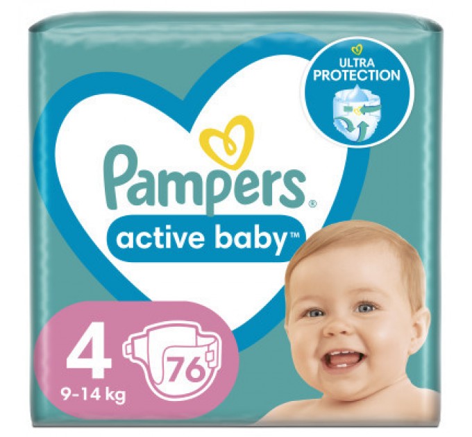 Pampers Підгузки Pampers Active Baby Maxi Розмір 4 (9-14 кг) 76 шт (8001090949615)
