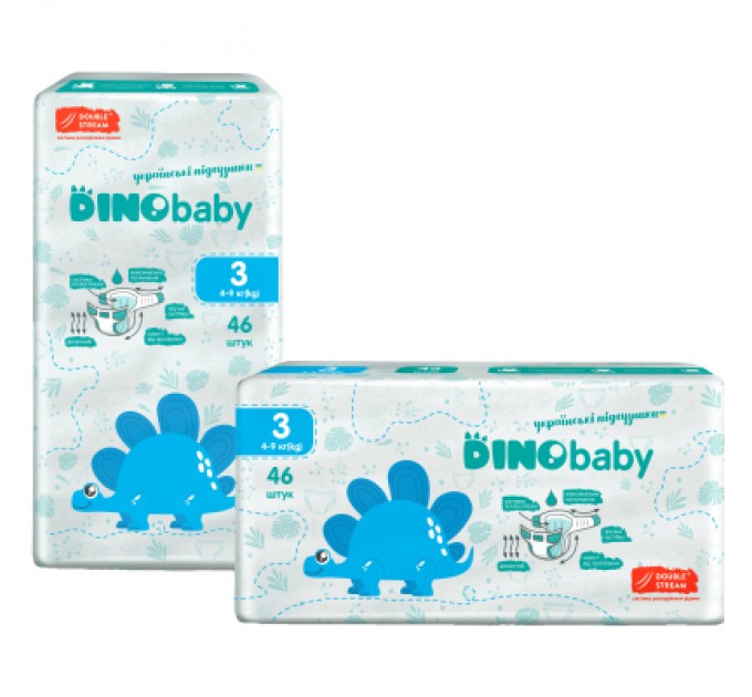 Dino Baby Підгузки Dino Baby Розмір 3 (4-9 кг) 46 шт (4823098410607)