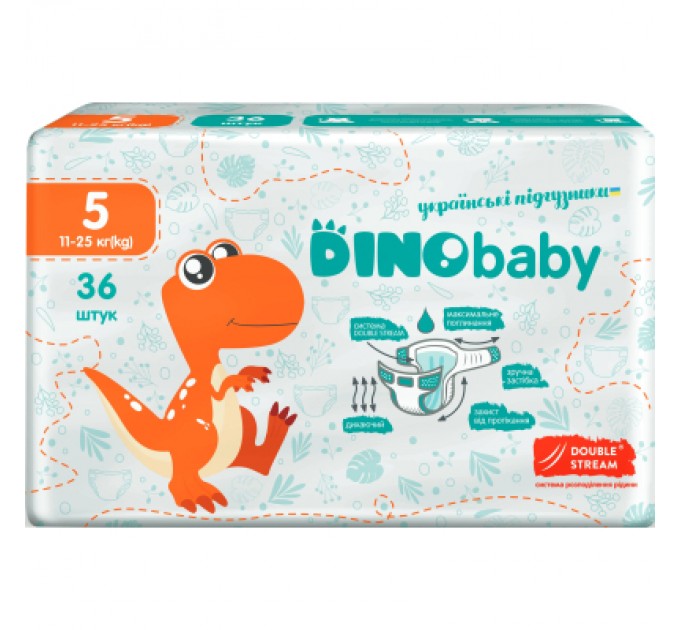Підгузки Dino Baby Розмір 5 (11-25 кг) 36 шт (4823098410614)