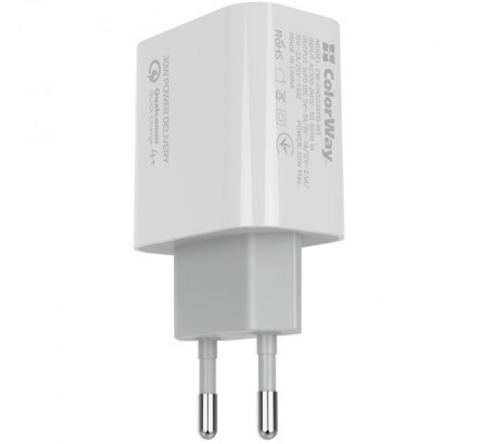 ColorWay Зарядний пристрій ColorWay PD Port PPS USB Type-C (30W) white (CW-CHS038PD-WT)