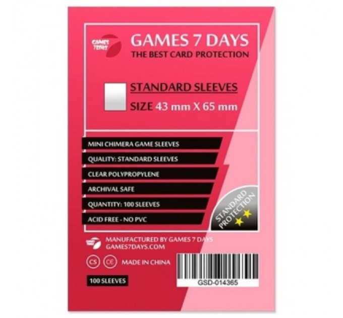 Games7Days Протектор для карт Games7Days 43 х 65 мм, Mini Chimera, 100 шт (STANDART) (GSD-014365)
