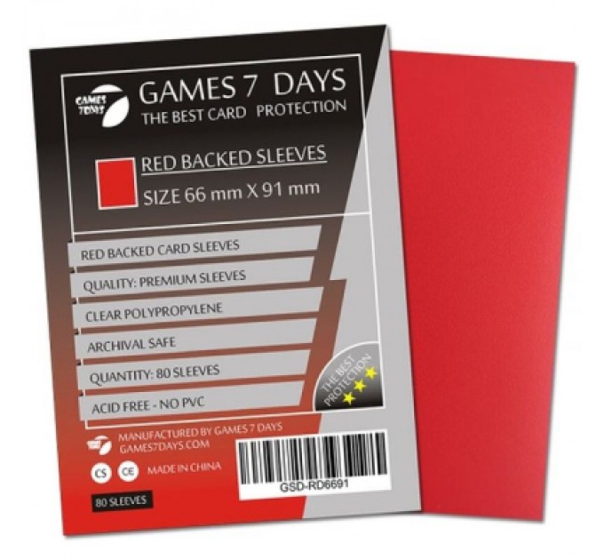 Games7Days Протектор для карт Games7Days 66 х 91 мм, MTG, 80 шт Red (PREMIUM) (GSD-RD6691)
