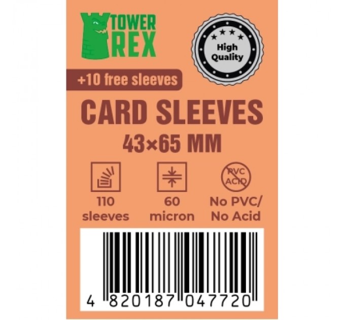 Tower Rex Протектор для карт Tower Rex 43 х 65 мм, 60 мкм, Mini Chimera, 110 шт.(STANDART) (6244)
