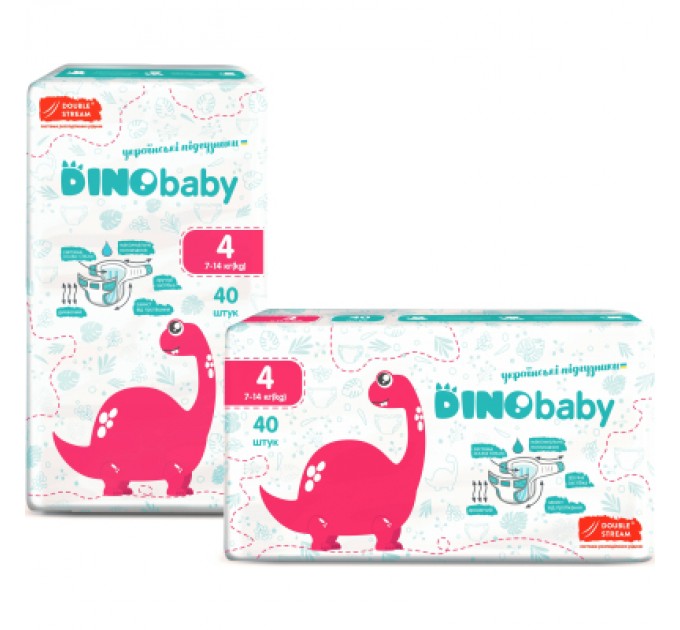 Dino Baby Підгузки Dino Baby Розмір 4 (7-14 кг) 40 шт (4823098410591)