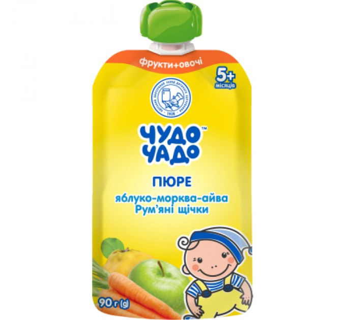 Чудо-Чадо Дитяче пюре Чудо-Чадо Яблуко, морква, айва з 5 місяців 90 г (4820016253629)