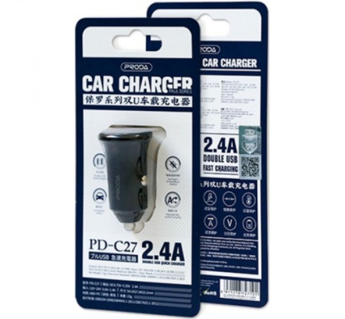 Зарядний пристрій Proda Paul series PD-C27 black (PD-C27-BK)