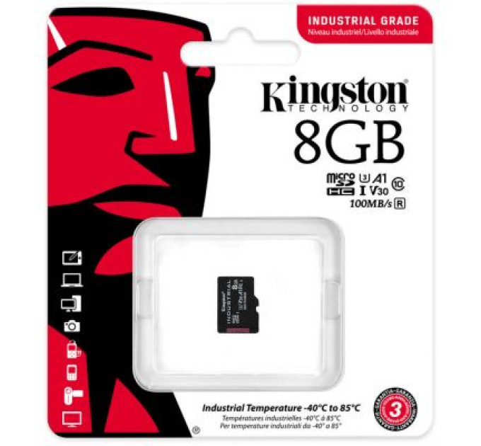 Kingston Карта пам'яті Kingston 8GB microSDHC class 10 UHS-I V30 A1 (SDCIT2/8GBSP)