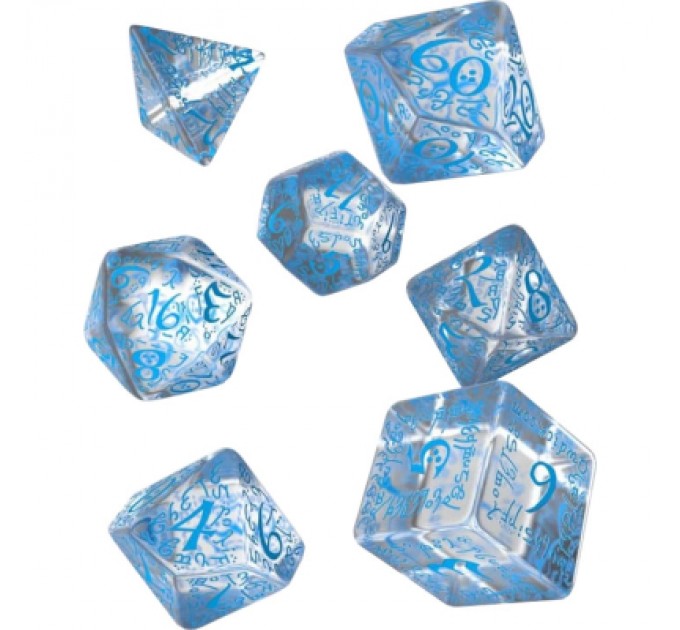 Набір кубиків для настільних ігор Q-Workshop Elvish Translucent blue Dice Set (7 шт) (SELV11)