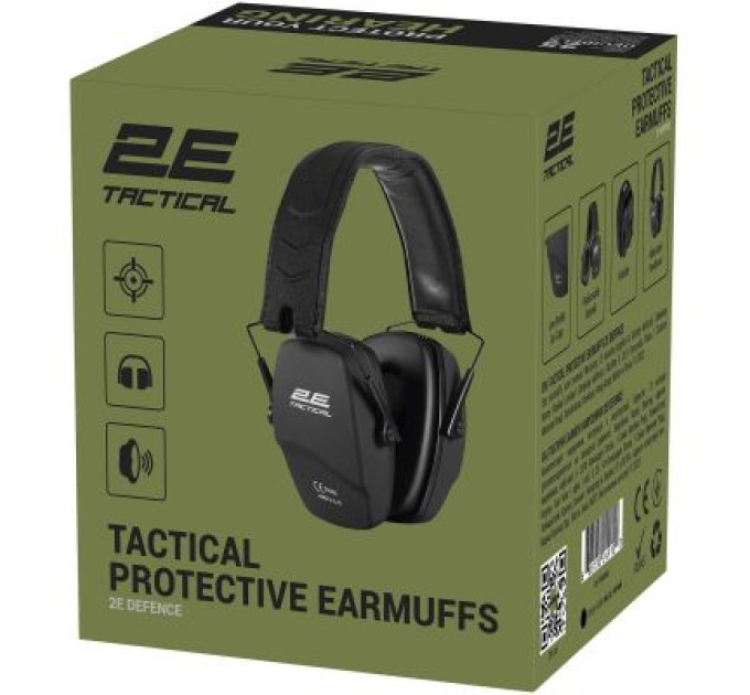 2E Навушники для стрільби 2E Defence NRR 25 dB пасивні Black (2E-TPE016BK)
