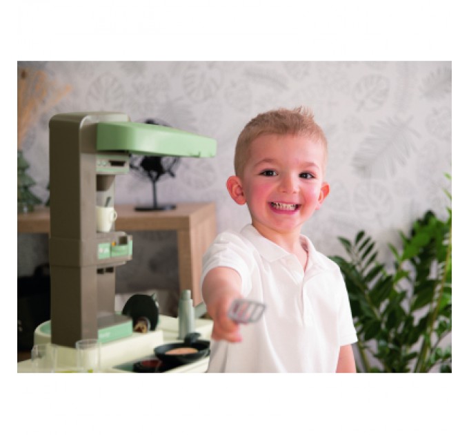 Smoby Ігровий набір Smoby Велика інтерактивна кухня Тефаль Студіо з ефектом кипіння 34 аксесуари М'ятно-сіра з білим (311053)