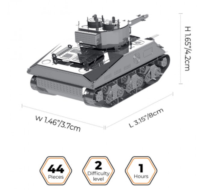 Metal Time Конструктор Metal Time колекційна модель M4 Sherman (MT070)